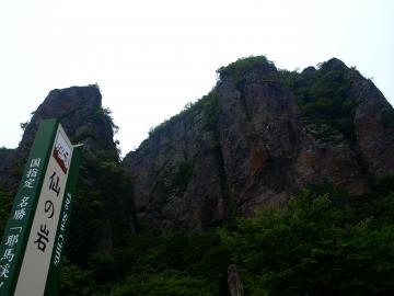 仙の岩とアジサイ