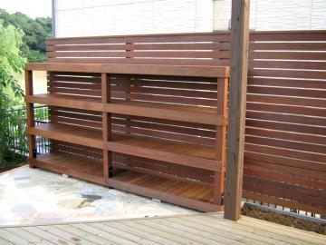 木製フェンス　棚