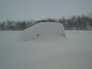 雪に埋まる営業車