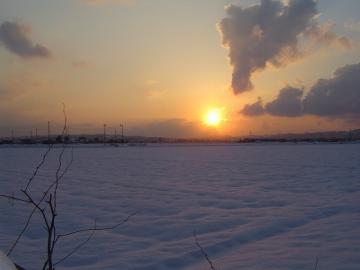 長岡で夕日