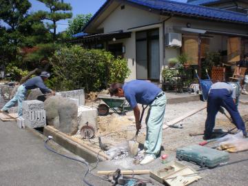 富山　エクステリア　ブロック塀