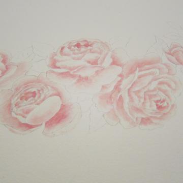 トールペイントの薔薇の花
