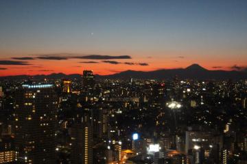 東京タワー展望台から富士山