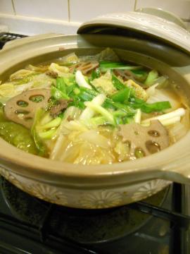 牛肉生姜白菜レンコン鍋