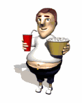 fat man drinking coke