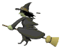 witch flying  on broom