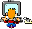 a boy playing with PC