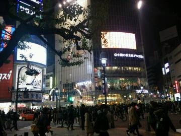 夜の渋谷駅前