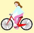 a girl riding on a bike